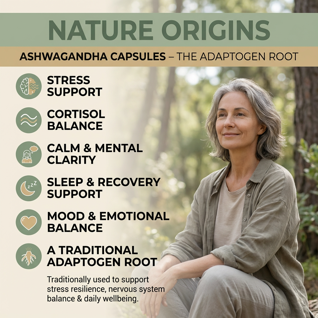 Ashwagandha Capsules – Stress Relief & Recovery Support | 120 Capsules