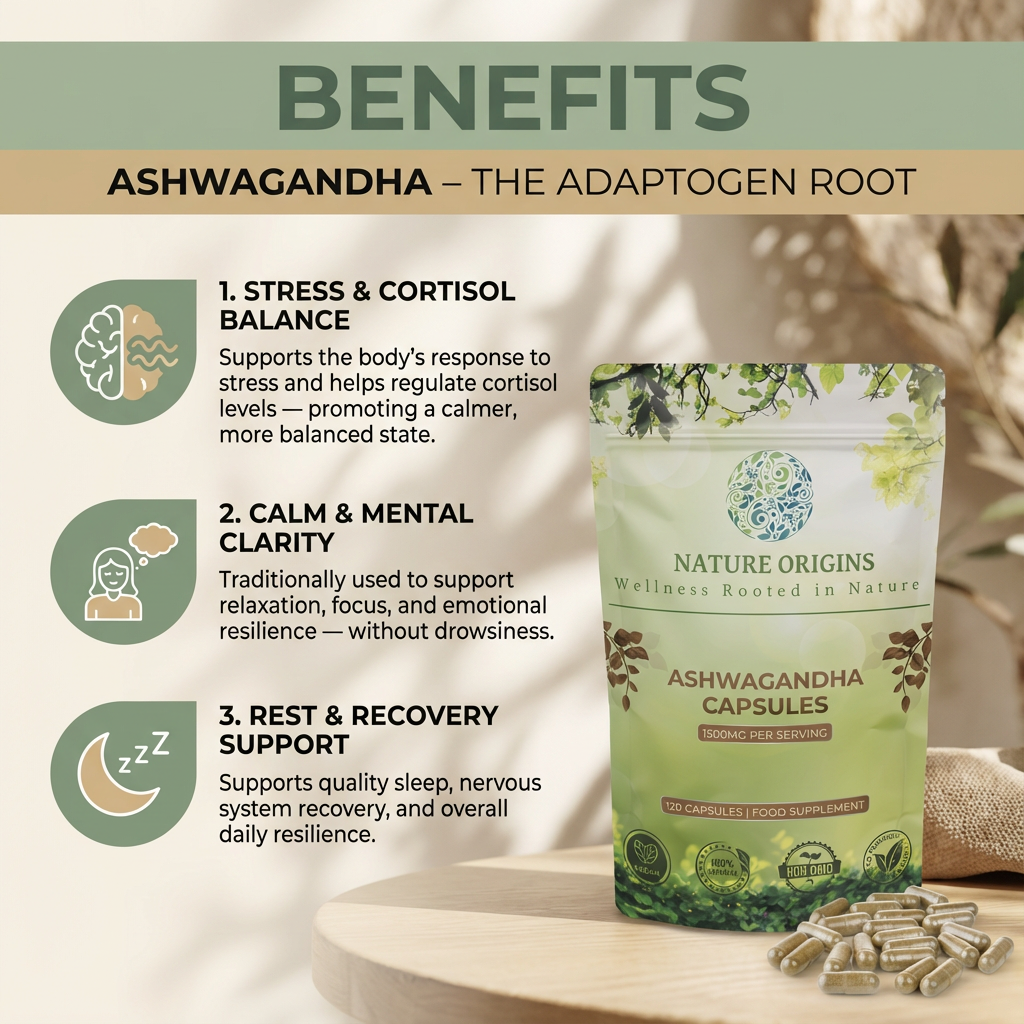 Ashwagandha Capsules – Stress Relief & Recovery Support | 90 Capsules