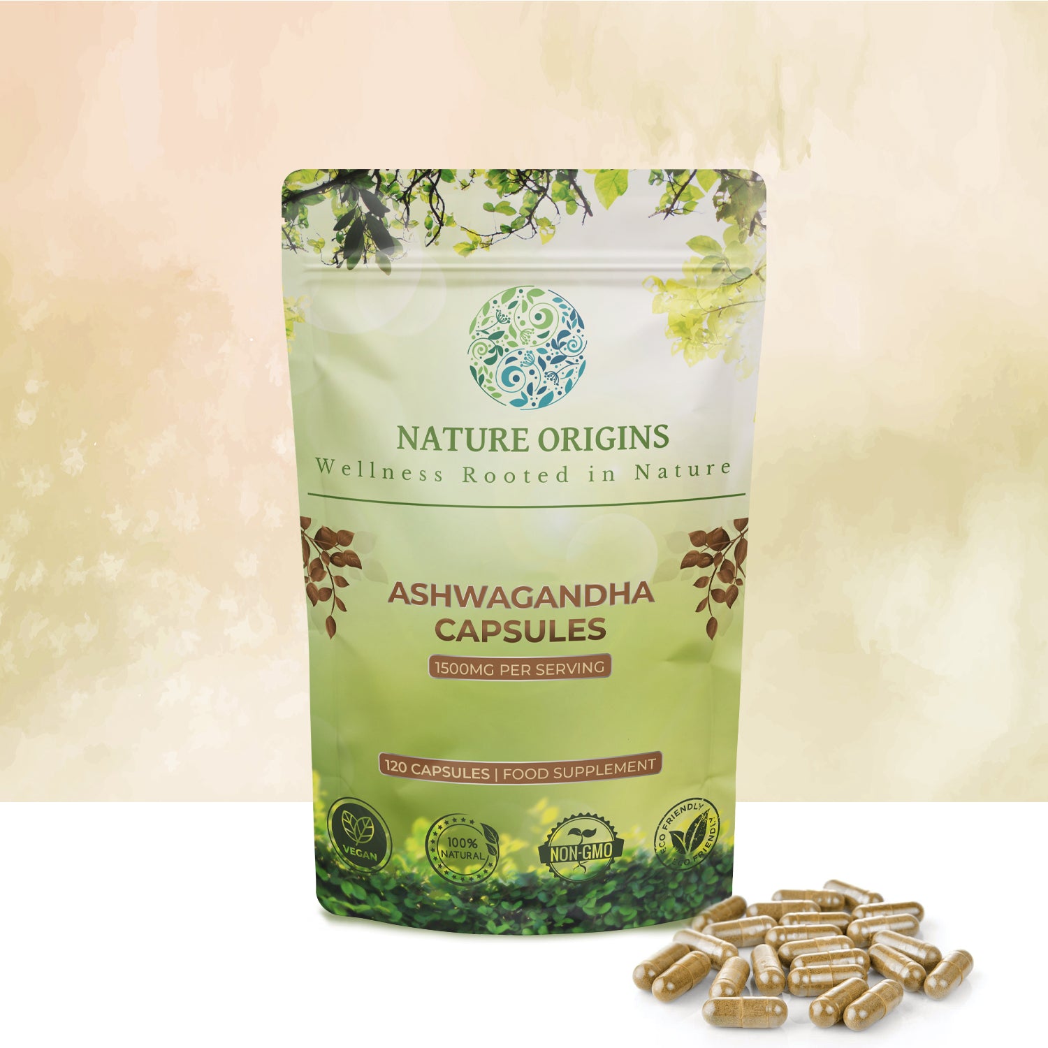 Ashwagandha Capsules – Stress Relief & Recovery Support | 1500mg per Serving | 120 Capsules