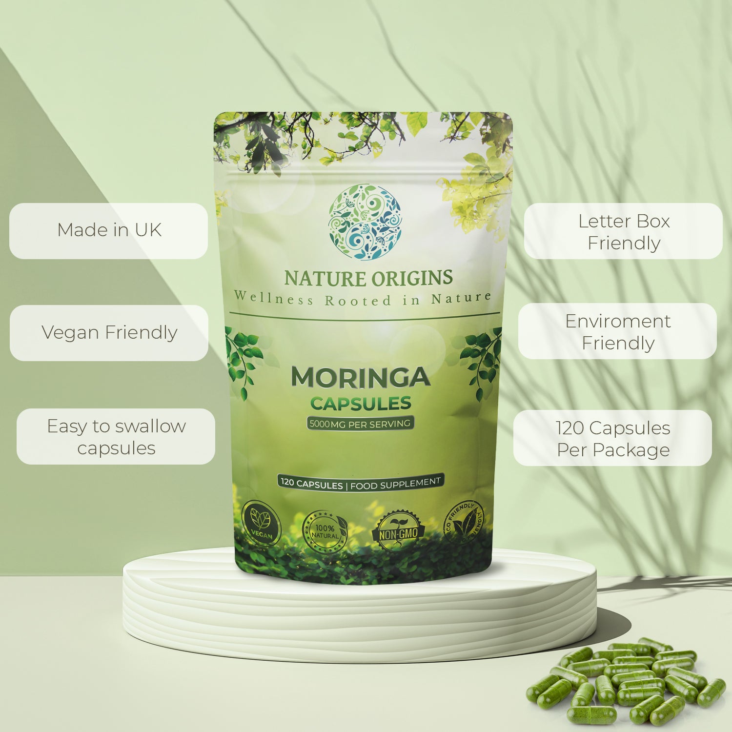 Moringa Capsules | Natures Multi-Vitamin & Energy Booster | 5000mg Per Capsule