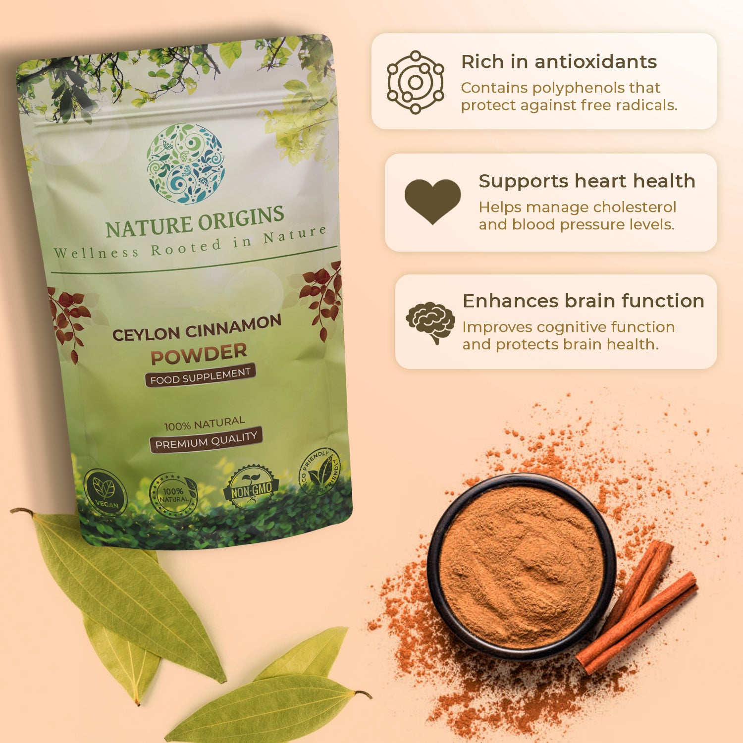 Ceylon Cinnamon Powder - Delicate Spice for Heart Health & Metabolism Boost