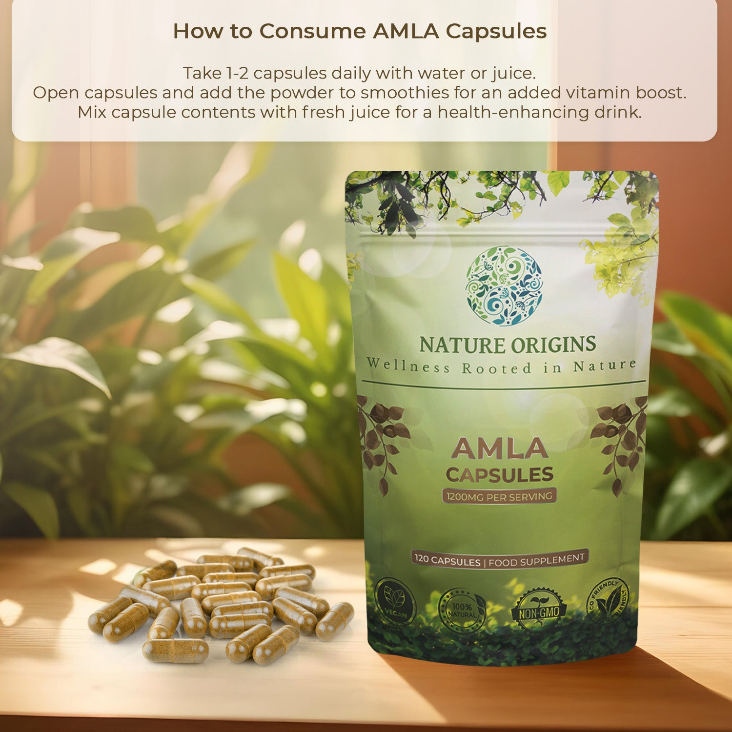 Amla Capsules – Natural Immune Booster & Skin Rejuvenation | 1200mg per Serving | 120 Capsules