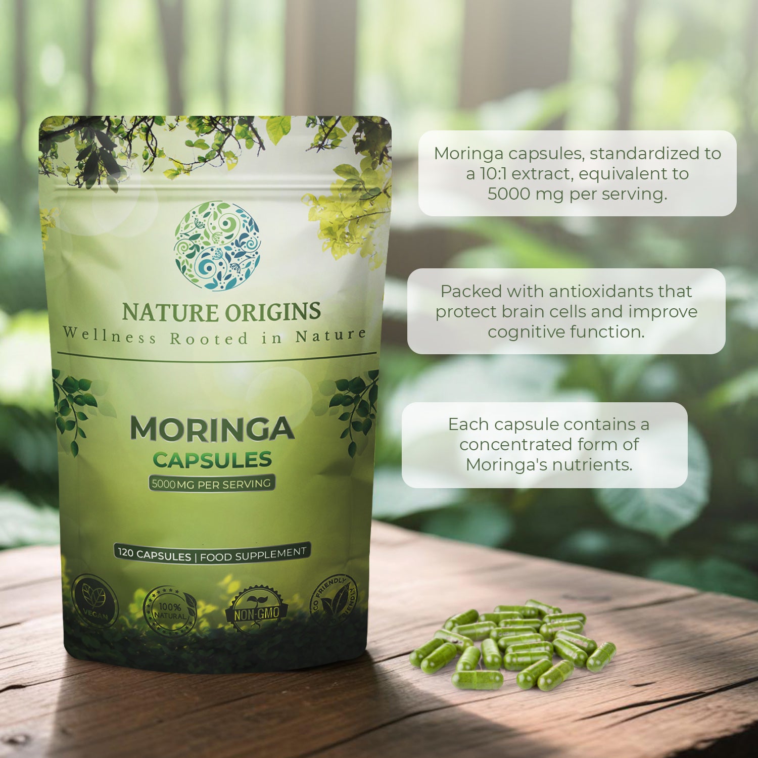 Moringa Capsules | Natures Multi-Vitamin & Energy Booster | 5000mg Per Capsule