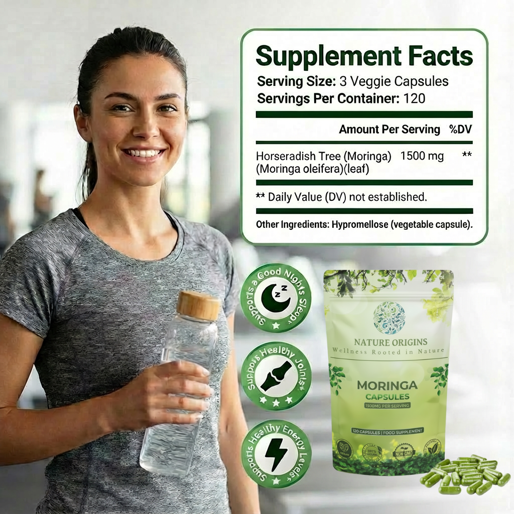 Moringa Capsules - Daily Nutrient Boost for Low Energy & Immunity
